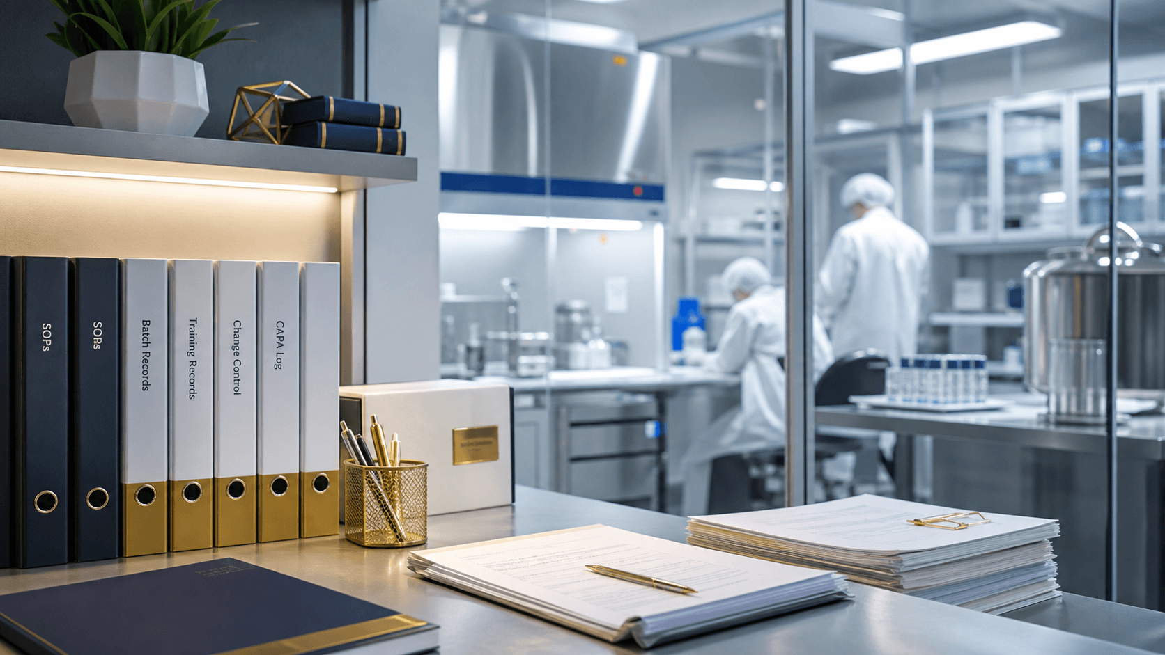Sterile compounding cleanroom with documentation and equipment